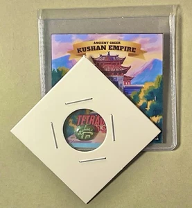 Antigua moneda de tetradracma del Imperio Kushan - diseño de influencia griega (30-375 dC) - Imagen 1 de 6