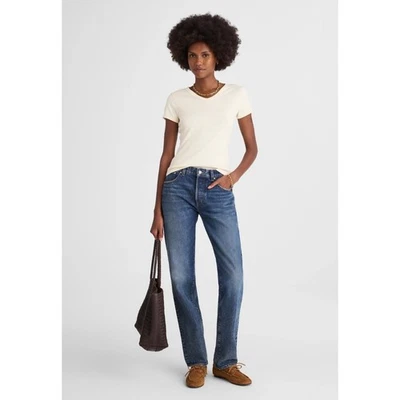 NWT Madewell The 90s V-Neck Baby Tee in Compact Cotton Size Medium Vintage Ivory - Image 1 of 4