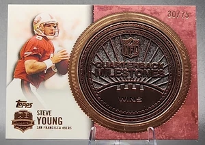 Steve Young /75 2012 Topps Quarterback Milestones Wins Medallions Bronze 49er SP - Bild 1 von 2
