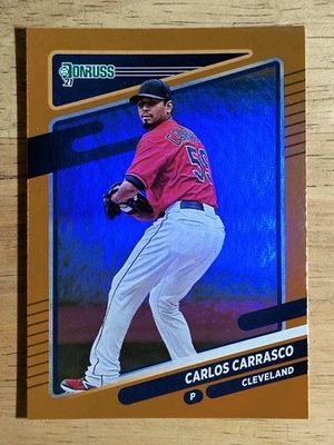 2021 Donruss Holo Orange #91 Carlos Carrasco - Image 1 of 2
