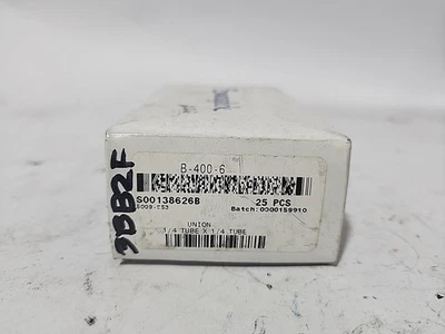 Swagelok B-400-6 Brass Union Compression Fitting 1/4" to 1/4" Tube, Box Of 25 - Image 1 of 3