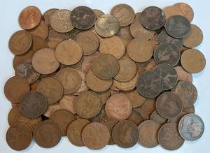 GREAT BRITAIN 100 Circulated Antique Large UK Penny Coin Restposten - ACTUAL PHOTO - Bild 1 von 1