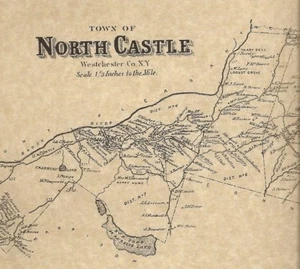 North Castle Banksville Thornwood Armonk NY 1867 Map with Homeowners Names Shown - Picture 1 of 3