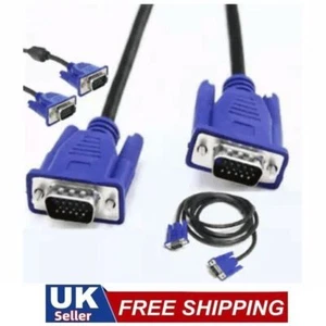 1m VGA Cable SVGA 15 Pin PC Computer Monitor LCD Extension Male to Male Lead HQ - Picture 1 of 2