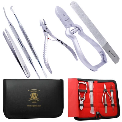 BEAUTYTRACK Podologe Maniküre Pediküre Nagelknipser Zange Schneider Set 6 Teile + Aufbewahrungskoffer