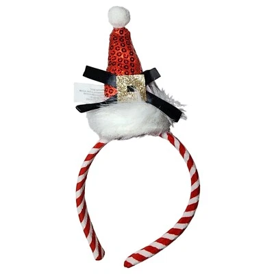 Bastón de caramelo lentejuelas sombrero de Papá Noel diadema ribete de piel vacaciones de Navidad accesorios para el cabello Foto 1 de 4