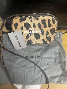 Balenciaga Calfskin Logo Printed Leopard XS Everyday Camera Bag 552372