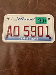 PLACA DE LICENCIA de motocicleta vintage ILLINOIS. Etiqueta Steel 🏍 2011 #AD 5901 - Imagen 1 de 4