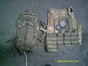 tactical vest ,back pack,with water res. and hose, air soft lot - Picture 1 of 2
