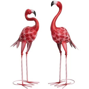 Metal Flamingo Garden Statues Red Flamingo Yard Art Outdoor Sculptures for Ho... - Picture 1 of 7