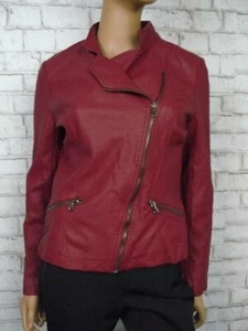 $214 Tart Collections Vegan Leather Deep Red Asymmetric Zip Jacket M NEW T577 - Picture 1 of 6