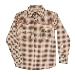 Cowboy Hardware Boys Circle Star Sand Brown Button Down Shirt 325468-083 - Picture 1 of 6