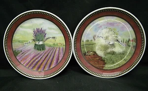 Paar Wandteller Schmuck Royal Vale England PICKNICK GÄNSEBLÜMCHENFELD & LAVENDEL 5" - Bild 1 von 4