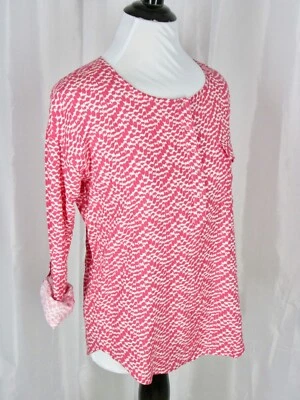 Blusa túnica feminina esplêndida tamanho S coral rosa manga 3/4 enrolável - Imagem 1 de 4