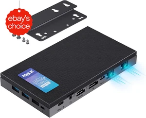 Fanless Mini PC N100 Dual 2.5G LAN 4GB 128GB Windows 11 4K Triple Display USB-C - Picture 1 of 10