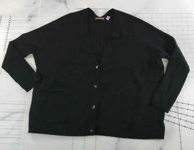 Cardigã suéter feminino Cullen cashmere pequeno preto botão frontal gola V - Imagem 1 de 4