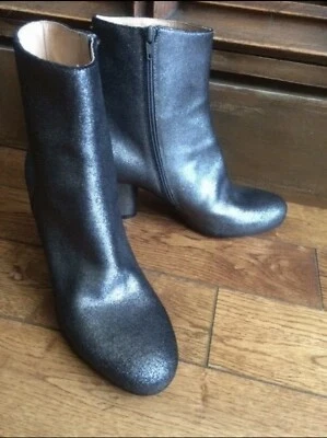 Maison Margiela Grey black metallic ankle boots booties Leather NEW Tabi 39IT - Image 1 of 4