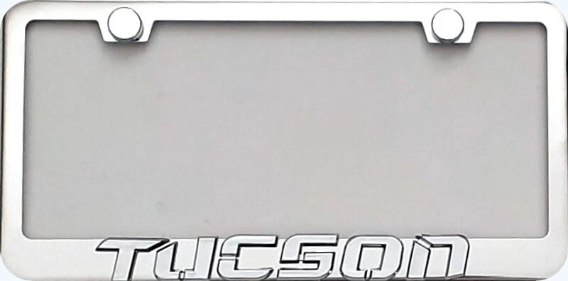 Marco de licencia de acero inoxidable 3D Hyundai Tucson + tapas y tornillos Foto 1 de 2