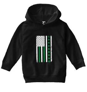 White American Flag With Shamrock Stripe - Irish Clover Toddler/Youth Hoodie - Picture 1 of 12