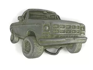 Vintage 1970s Pickup Truck Cut-Out Belt Buckle Metal Pewter Silver 3.5" x 1.5" - Picture 1 of 5