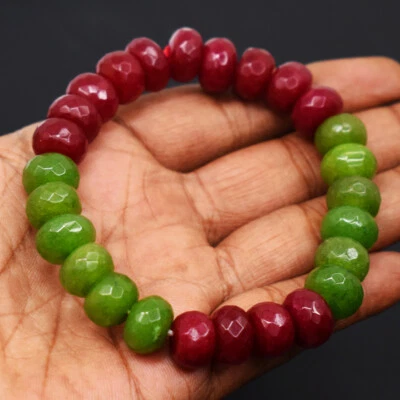 207 Cts ENHANCED Garnet & Ruby Faceted Beads Stretchable Bracelet JK-45E341 - Image 1 of 3