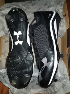 New Under Armour Yard Low ST Mens Metal Baseball Cleats Black White sz 16 $74.99 - Picture 1 of 6