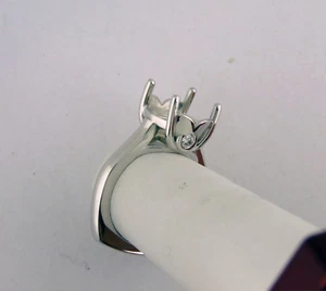 Anillo de montaje semimontaje de 1,5 quilates de oro blanco de 14 quilates diamante de 1/10 quilates caña euro - Imagen 1 de 12