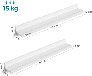 Floating Shelves Set of 2, Wall Shelves ledge with High Gloss Finish - Picture 1 of 12
