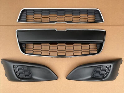 4PC Set 2012-2016 CHEVY SONIC Front Bumper Upper Lower Grille w/ L&R Bezels NEW - Image 1 of 4