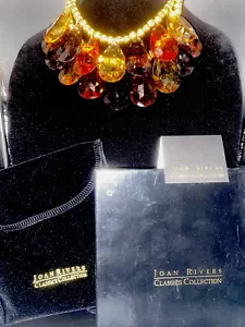 Joan Rivers Statement Piece Necklace Amber & Gold Tone Box Velvet Pouch & COA - Picture 1 of 10