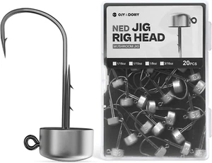 Ned Rig Jig Heads, 20 Pack Finesse Mushroom Jig Hooks Kit for Bass Fishing 1/16 - Picture 1 of 12