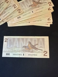 1986 Canadian 2 Dollar Bill Bird Series - Bild 1 von 2