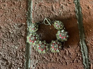 Pulsera vintage multicolor con estrás coral y crema para mujer de Talbots COMO NUEVA - Imagen 1 de 10