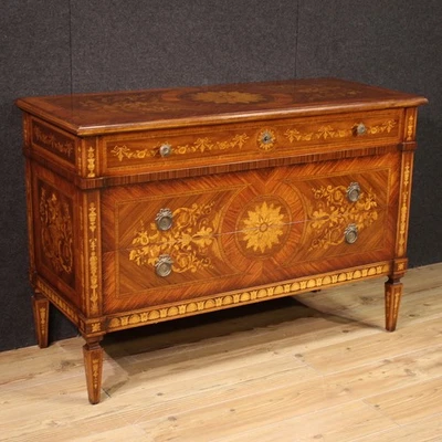 Italian commode inlaid wood dresser antique style Louis XVI 20th century - Image 1 of 4