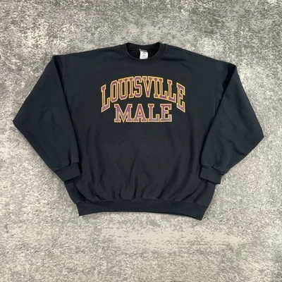 Suéter Louisville Hombre Para Hombres XL Cuello Redondo Jerzees Negro Púrpura Escuela Secundaria Y2K Foto 1 de 4