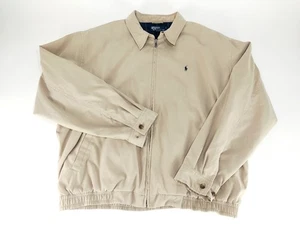 Vintage Polo Ralph Lauren Beige Tan Harrington Jacket Men’s Size XL Plaid Lined - Picture 1 of 9
