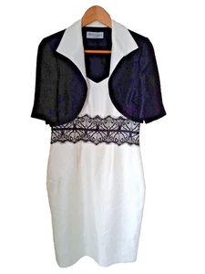 Michaela Louisa UK 10 Eleganter Anzug Weiß & Schwarz Hochzeit MoTB - Bild 1 von 9