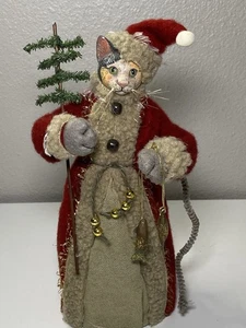 Gatito Gato Árbol de Navidad Topper Primitivo Viejo Mundo - Imagen 1 de 11