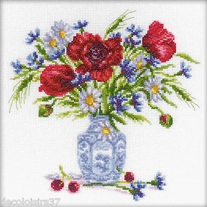 RTO M256 Vase de Fleurs Broderie Point de Croix Compté - Imagen 1 de 1