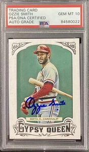 Ozzie Smith Signed 2014 Topps #202 GypsyQueen Card Cardinals PSA/DNA Auto Gem 10 - Picture 1 of 2
