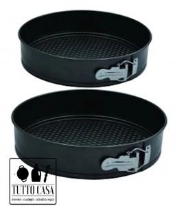 SET 2 TORTIERA APRIBILE STAMPO CON CERNIERA ROTONDO ANTIADERENTE CM 24 26 - Imagen 1 de 1