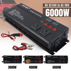 6000W Car Power Inverter 12V DC to 110V AC Sine Wave Solar Converter Adapter NEW - Picture 1 of 92
