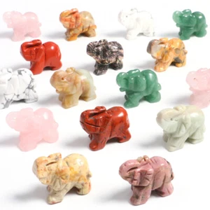 1.5" Handmade Stone Carved Elephant Lucky Statue Home Craft Ornament Decor - Picture 1 of 38
