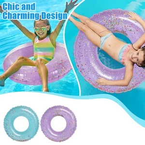 Inflatable Swimming Ring Sequins Swim Ring Thickened Float Rings Swim Tube Pool - Picture 1 of 8