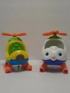 (2) Fisher-Price Little People Spin 'n Fly Yellow Musical Helicopter REAL SOUNDS - Picture 1 of 12