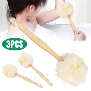 3 PCS 14" Long Handle Bath Sponge Brush Back Body Skin Shower Washing Scrubber - Picture 1 of 6