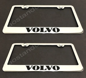 2x VOLVO STAINLESS Chrome License Plate Frame w/screw Caps - Bild 1 von 1