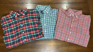 Vineyard Vines Lot Of 3 Shirts Boys Button Up Long Sleeve Whale Large (16) Plaid - Picture 1 of 10
