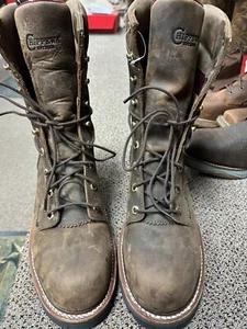 mens work boots Motorcycle Nubuck Chippewa 12E Steel Toe#181946 Logger - Picture 1 of 5