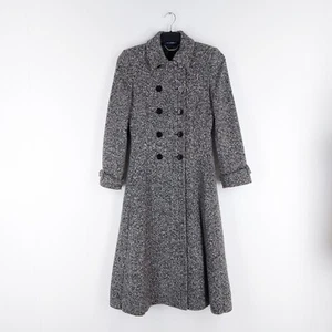 Laura Ashley Size 8 (Fits 6) Vintage Black Cream 70% Wool Victorian Long Coat - Picture 1 of 15